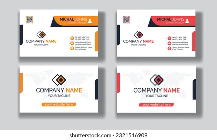 Creative modern clean corporate double-side business card template, personal visiting card, vector illustration, professional simple identity blue, red white and black elegant visiting card.