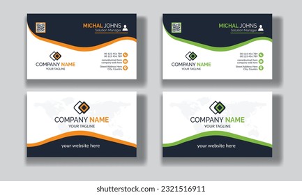 Creative modern clean corporate double-side business card template, personal visiting card, vector illustration, professional simple identity blue, red white and black elegant visiting card.