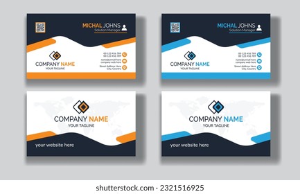 Creative modern clean corporate double-side business card template, personal visiting card, vector illustration, professional simple identity blue, red white and black elegant visiting card.