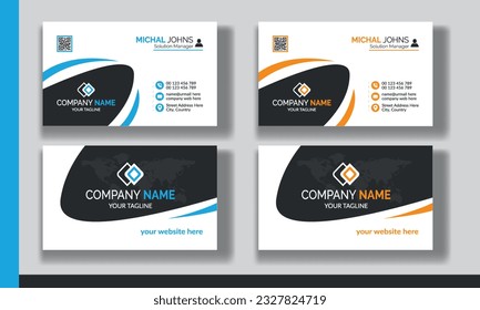 Creative modern clean corporate double-side business card template, personal visiting card, vector illustration, professional simple identity blue, red white and black elegant visiting card.