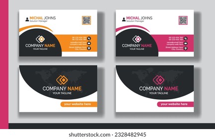 Creative modern clean corporate double-side business card template, personal visiting card, vector illustration, professional simple identity blue, red white and black elegant visiting card.