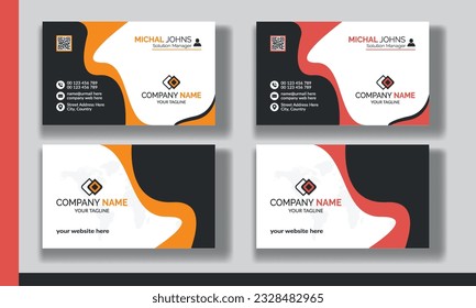 Creative modern clean corporate double-side business card template, personal visiting card, vector illustration, professional simple identity blue, red white and black elegant visiting card.