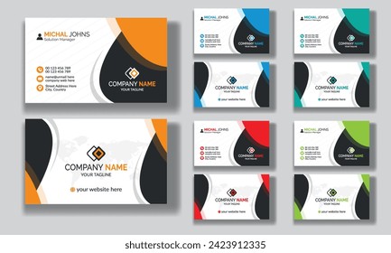 Creative modern clean corporate double-side business card template, personal visiting card, vector illustration, professional simple identity blue, red white and black elegant visiting card.