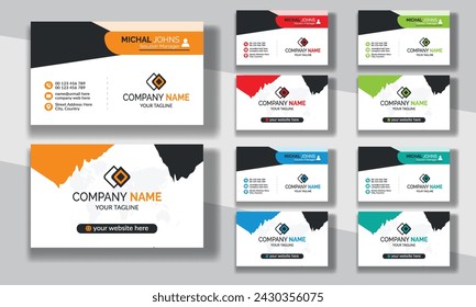 Creative modern clean corporate double-side business card template, personal visiting card, vector illustration, professional simple identity blue, red white and black elegant visiting card.