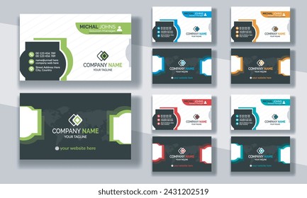Creative modern clean corporate double-side business card template, personal visiting card, vector illustration, professional simple identity blue, red white and black elegant visiting card.