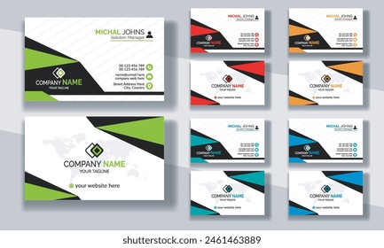 Creative modern clean corporate double-side business card template, personal visiting card, vector illustration, professional simple identity blue, red white and black elegant visiting card.