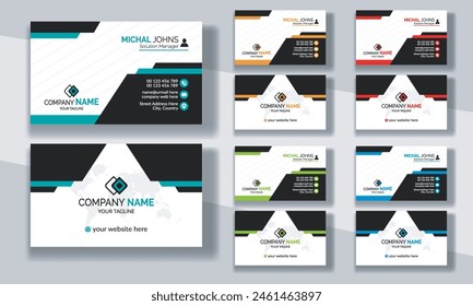 Creative modern clean corporate double-side business card template, personal visiting card, vector illustration, professional simple identity blue, red white and black elegant visiting card.