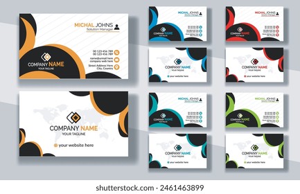 Creative modern clean corporate double-side business card template, personal visiting card, vector illustration, professional simple identity blue, red white and black elegant visiting card.