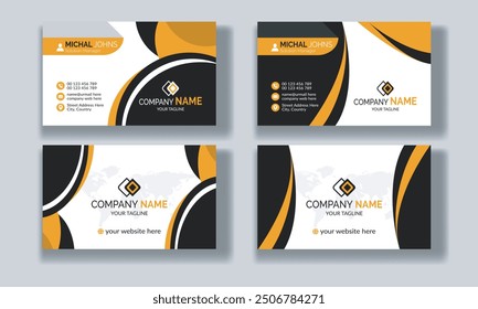 Creative modern clean corporate double-side business card template, personal visiting card, vector illustration, professional simple identity blue, red white and black elegant visiting card.