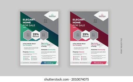Creative and Modern clean real estate flyer for real estate and property business with 2 color variation template