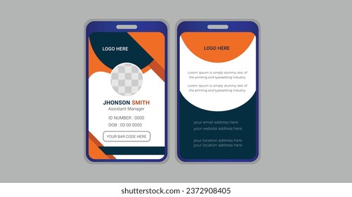 Creative modern and clean Two Sided business id card template. professional id card design template. Company employee id card template. Vector