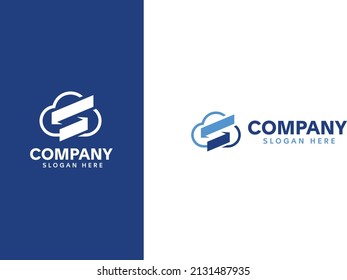 Creative And Modern Cloud Business Logo With Letter S Perfect Suitable For Web, Data, Hosting And Domain Service, Security, Storage, Tech Company, And Many Other Technologies Related Industry.