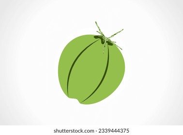 Creative modern coconut with leaves sign logo design template. Icon set Logo vector illustration
