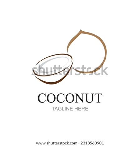 Creative modern coconut with leaves sign logo design template