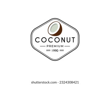 Plantilla de diseño de logotipo de coco moderno creativo. Diseño de logotipo de etiqueta de coco