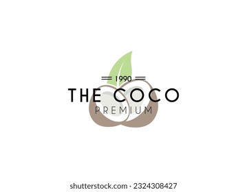 Plantilla de diseño de logotipo de coco moderno creativo. Diseño de logotipo de etiqueta de coco