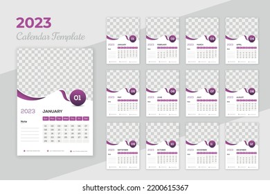 Creative modern colorful 2023 new year calendar design template

