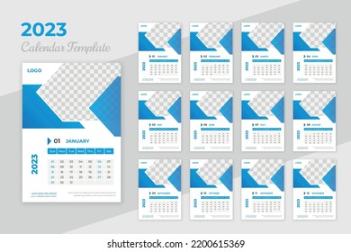Creative modern colorful 2023 new year calendar design template

