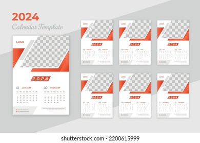 
Creative modern colorful 2024 new year calendar design template