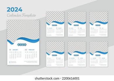 
Creative modern colorful 2024 new year calendar design template