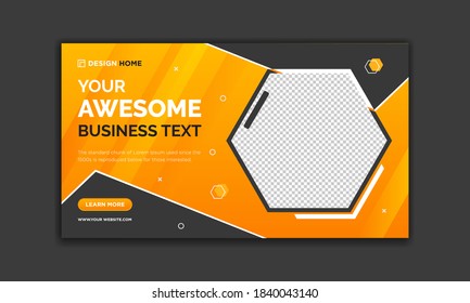 Creative Modern Colorful banner template. Blue, Orange and Purple Banner design. Horizontal advertising banner with space for your picture. You can use it easily.