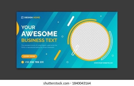 Creative Modern Colorful banner template. Blue, Orange and Purple Banner design. Horizontal advertising banner with space for your picture. You can use it easily.