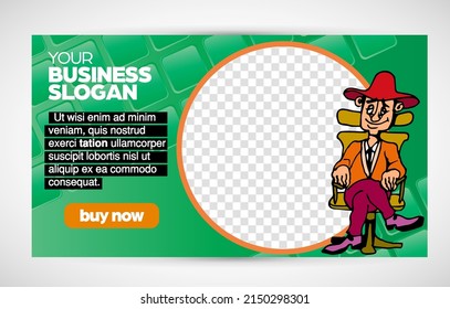 Creative modern colorful banner template. Creative social media layout with business people. Vector