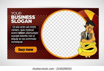 Creative modern colorful banner template. Creative social media layout with business people. Vector