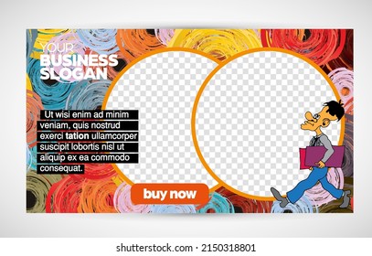 Creative modern colorful banner template. Creative social media layout with business people. Vector