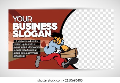 Creative modern colorful banner template. Creative social media layout with business people. Vector