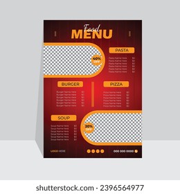 Creative and modern colorful dark color food menu design editable layout vector illustration