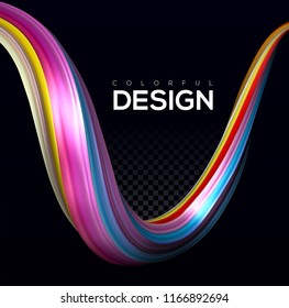 Creative modern colorful flow. Liquid 3d twisted shape for your design concept. Isolated on black background. Vector illustration, Eps10