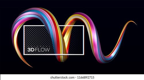 Creative modern colorful flow. Liquid 3d twisted shape for your design concept. Isolated on black background. Vector illustration, Eps10