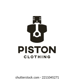 Combinación creativa moderna de Piston con camiseta. Diseño del logotipo de ropa mecánica
