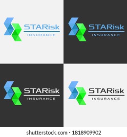 Creative Modern Compact Design for Insurance Company or Brand Logo Ideas STARisk logo Inspiration with green geometric style