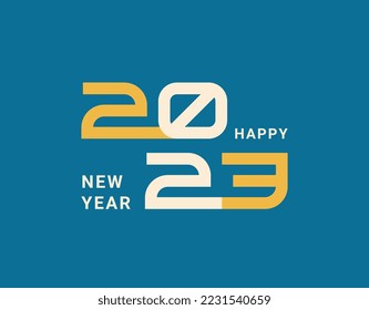 Creative modern concept of 2023 Happy New Year. Design template with text 2023. Bright colors. Minimalistic trendy background for banner, cover, logo, card, poster.