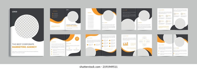 Creative modern corporate business bifold brochure design or annual report template