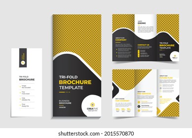 Creative and Modern Corporate Business Trifold Print Ready Brochure With Professional Abstract  Vector Layout Design For Any Company