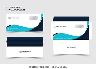 Plantilla corporativa moderna creativa del diseño del sobre, papelería limpia del negocio del tamaño DL

