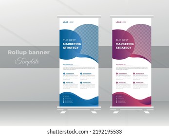 Banner creativo y moderno para la empresa Rolup o el diseño de pancartas para la agencia de marketing