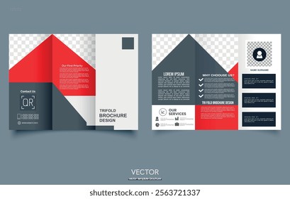 Creative Modern Corporate Tri-Fold Brochure Template Design. Vector graphics.