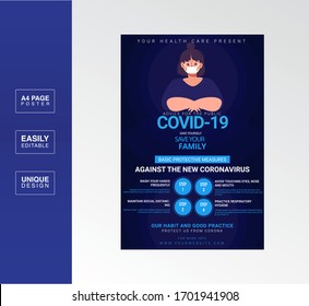 Creative & modern Covid-19 awareness poster design for health care department