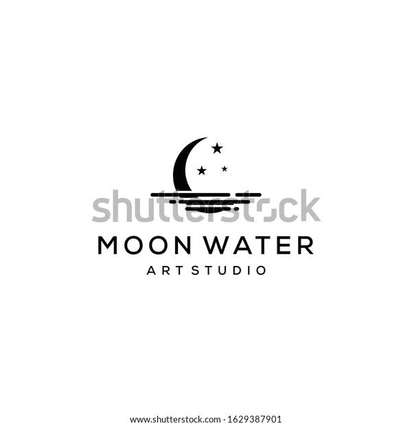 Creative modern Crescent moon with water\
Concept Logo Design template\
illustration