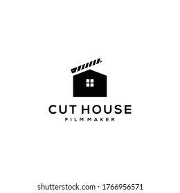 Creative modern cut film with house studio logo design