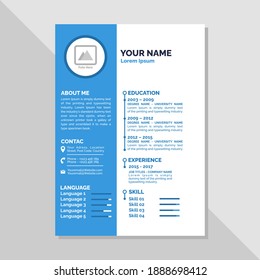 Creative modern CV Design Template Blue Minimalist Elegant