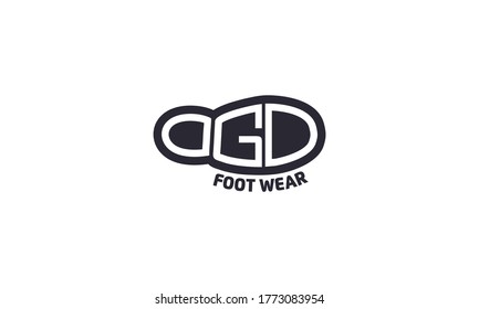 Creative And Modern D G D Or O G D Letter With Shoe Sole For Fashion Or Sport Logo Design Vector