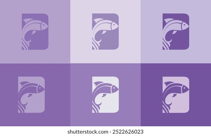 Creative Modern D Icon Fish Logo with colorful Icon Vector 