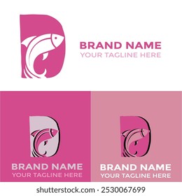 Creative Modern D Letter Fish Logo with colorful Icon Vector