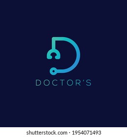 Creative and modern D letter logo design template with stethoscope  for use any Medical and Pharmaceutical  business