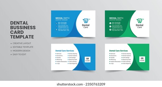 Creative and modern dental care business card design